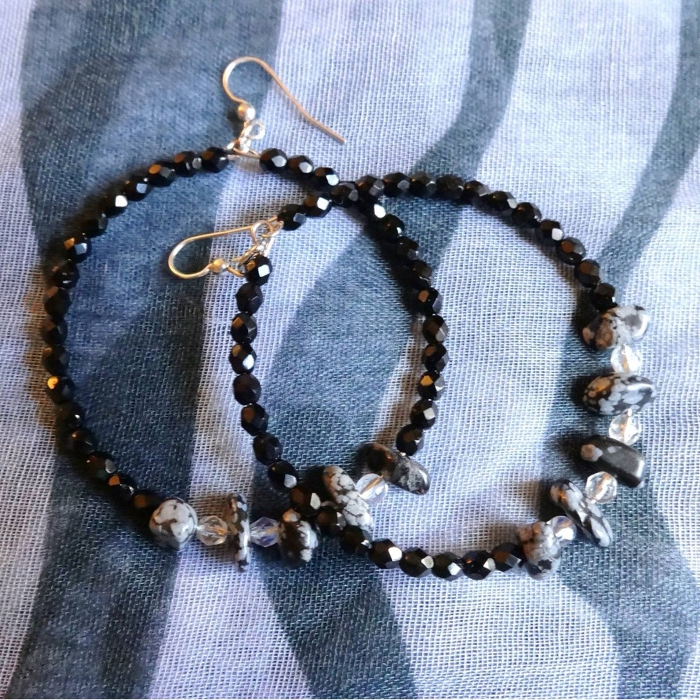 Elegant Black Beaded Swarovski Crystal Earrings